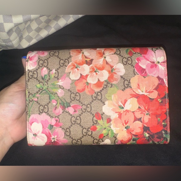GG Supreme Monogram Blooms Mini Dionysus Chain Wallet Beige Multicolor Dry Rose - Picture 3 of 10